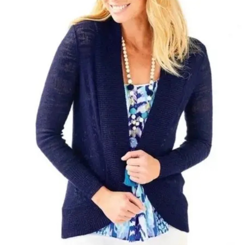 Lilly Pultizer Amalie true navy open cardigan size XS